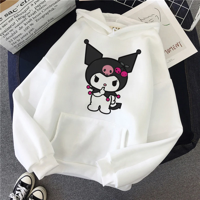 Y2k Kawaii Clothes Kuromi Sweatshirts Hoodie Sanrio Kuromi Women Manga Sweatshirt  Harajuku Female Hoodies Hoody