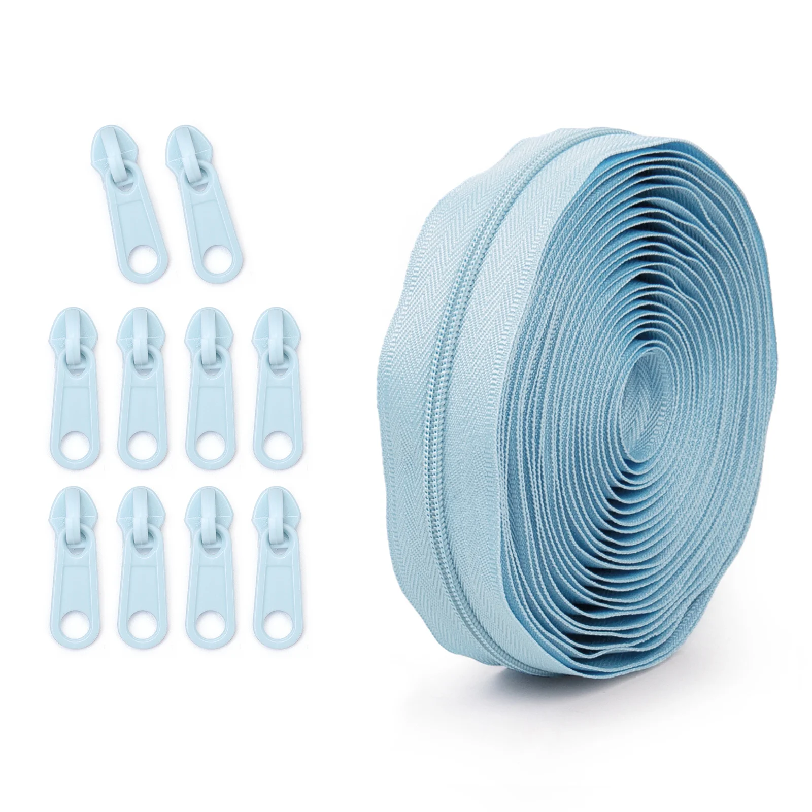 1 groep = 4,5 m rits + 10 plastic ritskoppen, 20 kleuren optioneel, thuis naaien DIY vervangende rits