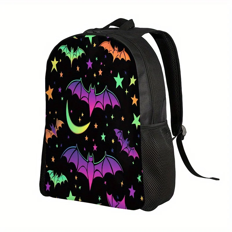 

Lightweight casual backpack designed with colorful bat patterns, ideal for school and outdoor activities, unisex