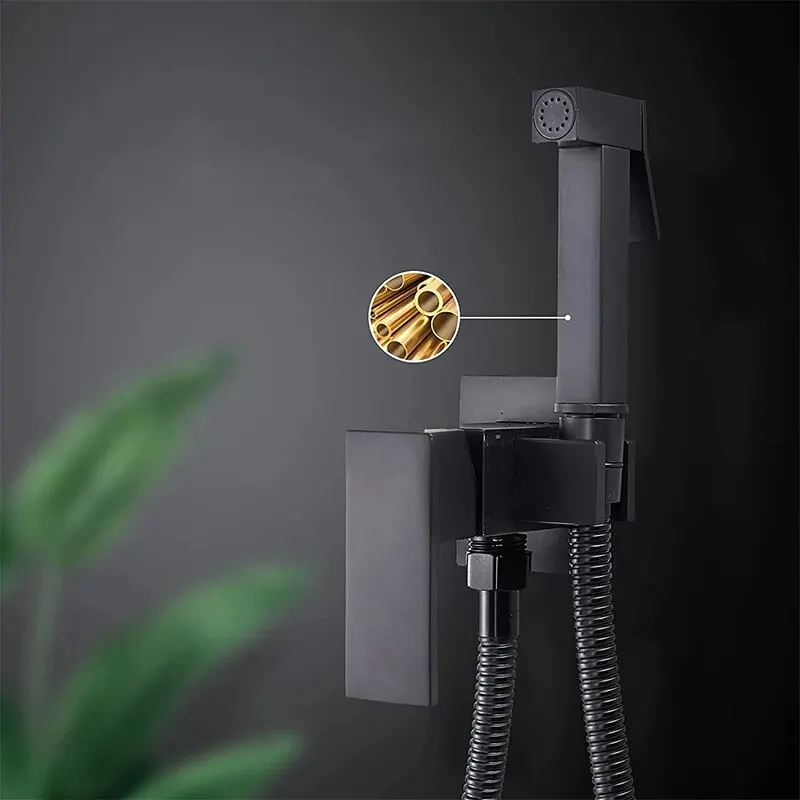 Brass Bidet Faucet Single Cold Water Tap Handheld Bidet Spray Shower Set Toilet Shattaf Sprayer Douche Hygienic Shower Black image 3