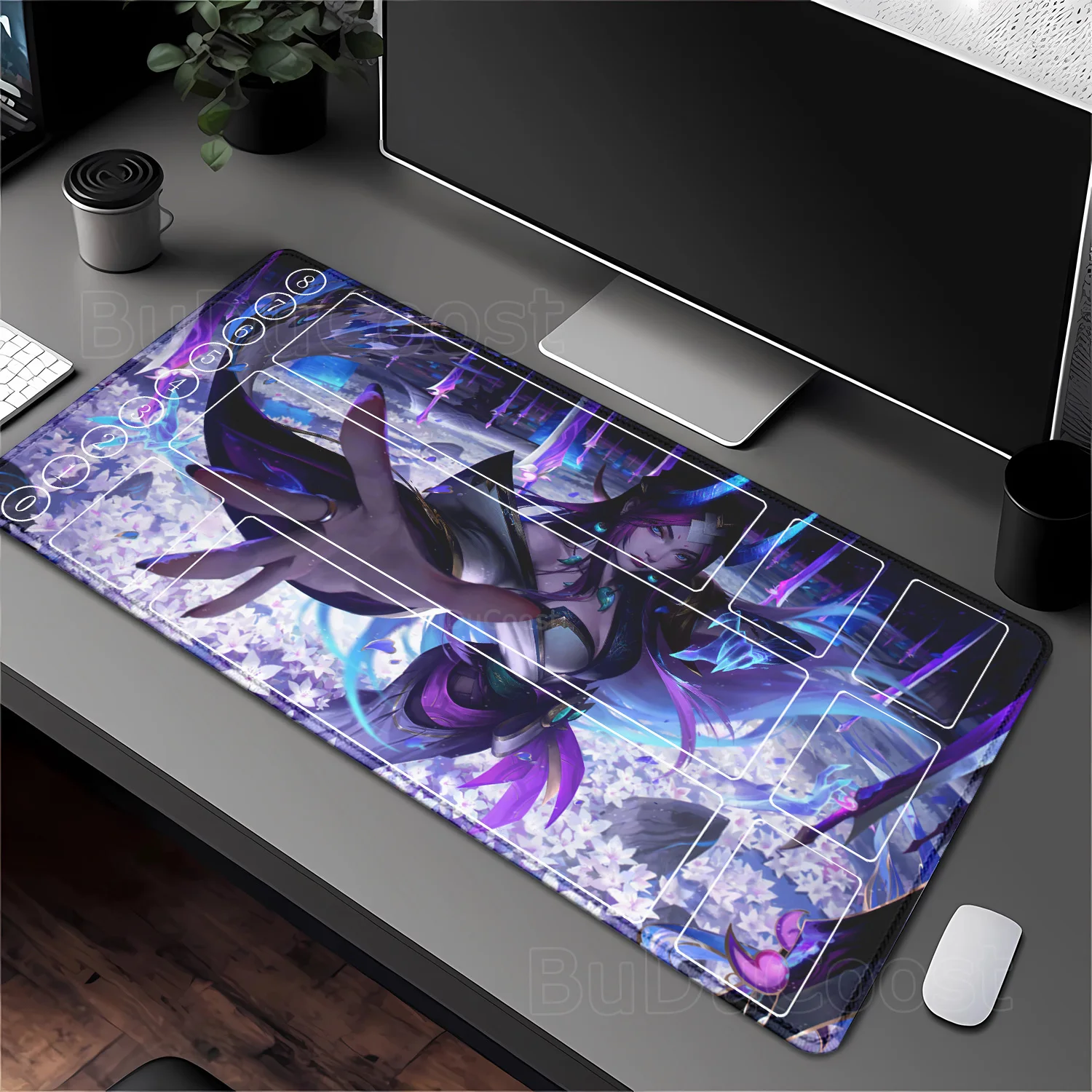 600x350mm HD-Druck-Spielmatte League of Mouse Pad Legends Riftbound Series TCG LOL Karten-Büromatte mit genähtem Rand Brettspiel-Schreibtischunterlage