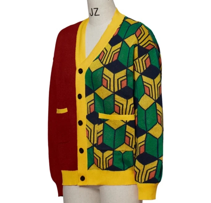 Harajuku كامادو تانجيرو تأثيري حلي للجنسين محبوك سترة سترة دافئة الخامس الرقبة سترة سترة هالوين زي السنة الجديدة