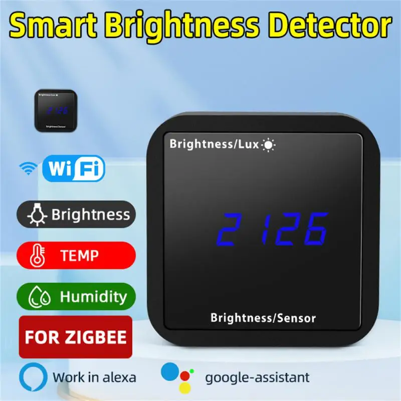 Tuya WIFI/ Brightness Sensor With Temperature And Humidity Detection Light Detector Llluminance Sensor Alexa Home