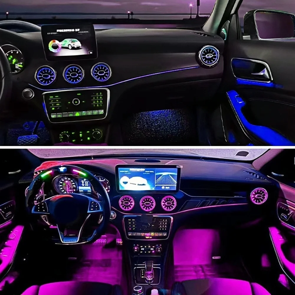 RGB color streamer For Benz  A CLA GLA W176 W117 W156 201 6- 2023 12/64 Colors Ambient Light Turbine Air Vent Ambient Light Kit