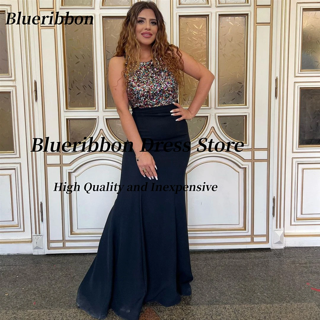 

Blueribbon Colorful Shinny Top Luxury Prom Dresses Mermaid Long Maid of Honor Wedding Party Gowns Sleeveless Evening Dress