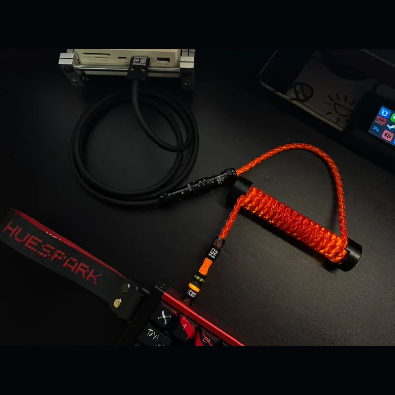 Chuan Valley 8k Rgb Magnetic Axis Mechanical Keyboard Cable Single Crystal Copper Red Orange Spiral Rod Handmade Aviator Cable
