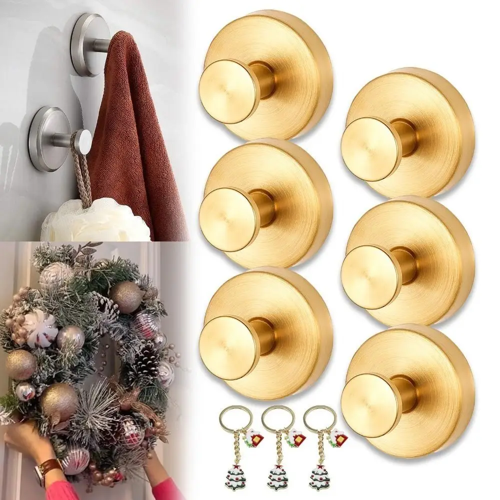 Stainless Steel Christmas Suction Cup Hook No Drill Round Peg Vacuum Hooks for Wreaths Strong Suction Polished Finish