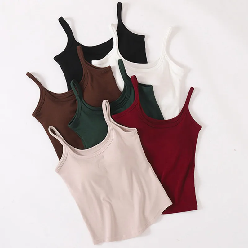 

Cotton Sleepwear Woman Sexy Chest Pad One Piece Pajamas Top Knitted Sleeveless Sling Shirt Summer Women's Nightwear Vest