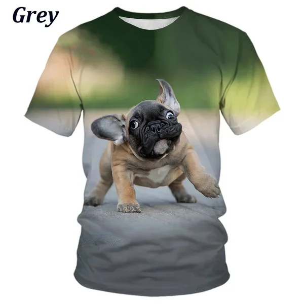 2024 Summer Fashion Comfortable 3D T-shirt Cute French Bull Dog 3d Short Sleeve for Both Men and Women Tops