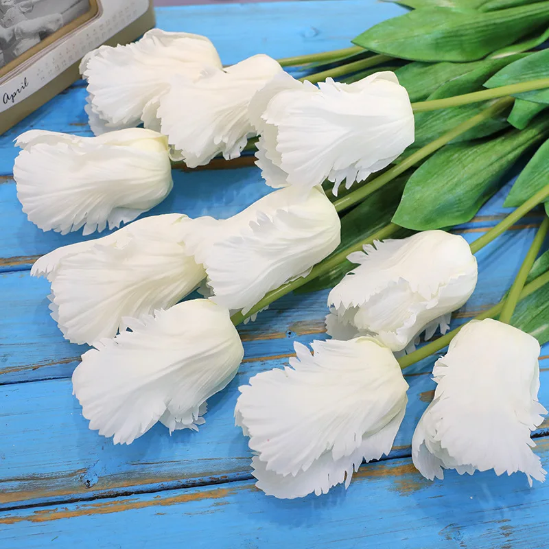 5 Stück feuchtigkeitsspendende große Tulpen, künstliche Blumen mit echter Haptik, Hochzeitsdekoration, Tulpen, Wohnaccessoires, Party-Tischdekoration, Blumen. – Detail 7