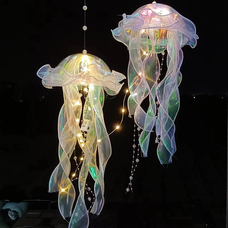 Lámpara de medusas C5 DIY, linterna de Color, sirena, medusas, linterna de luz, niñas, feliz bajo el mar, tema, decoración de fiesta de cumpleaños, regalos