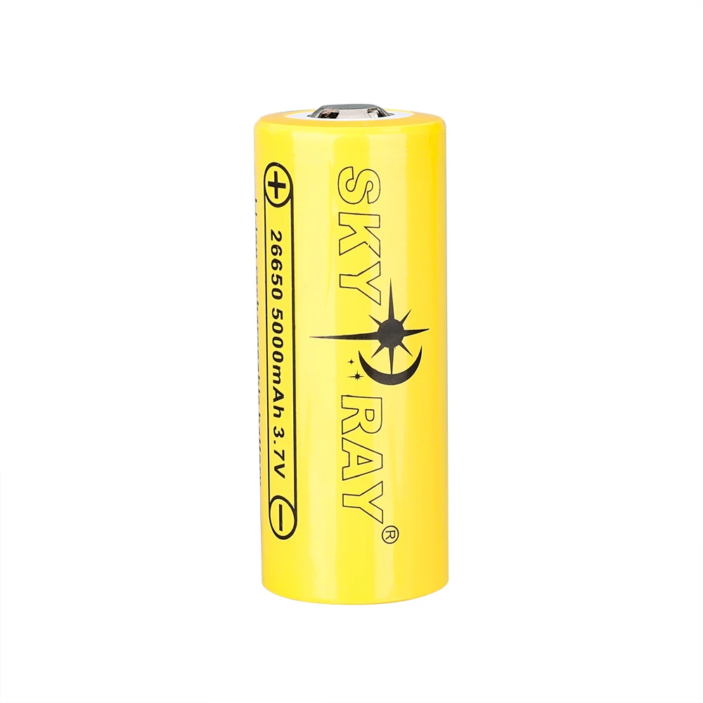 

SKYRAY Rechargeable Batteries 26650 3.7V Lithium Cell 5000mAh High Capacity Li-ion Battery Suitable for Flashlight 100% Original