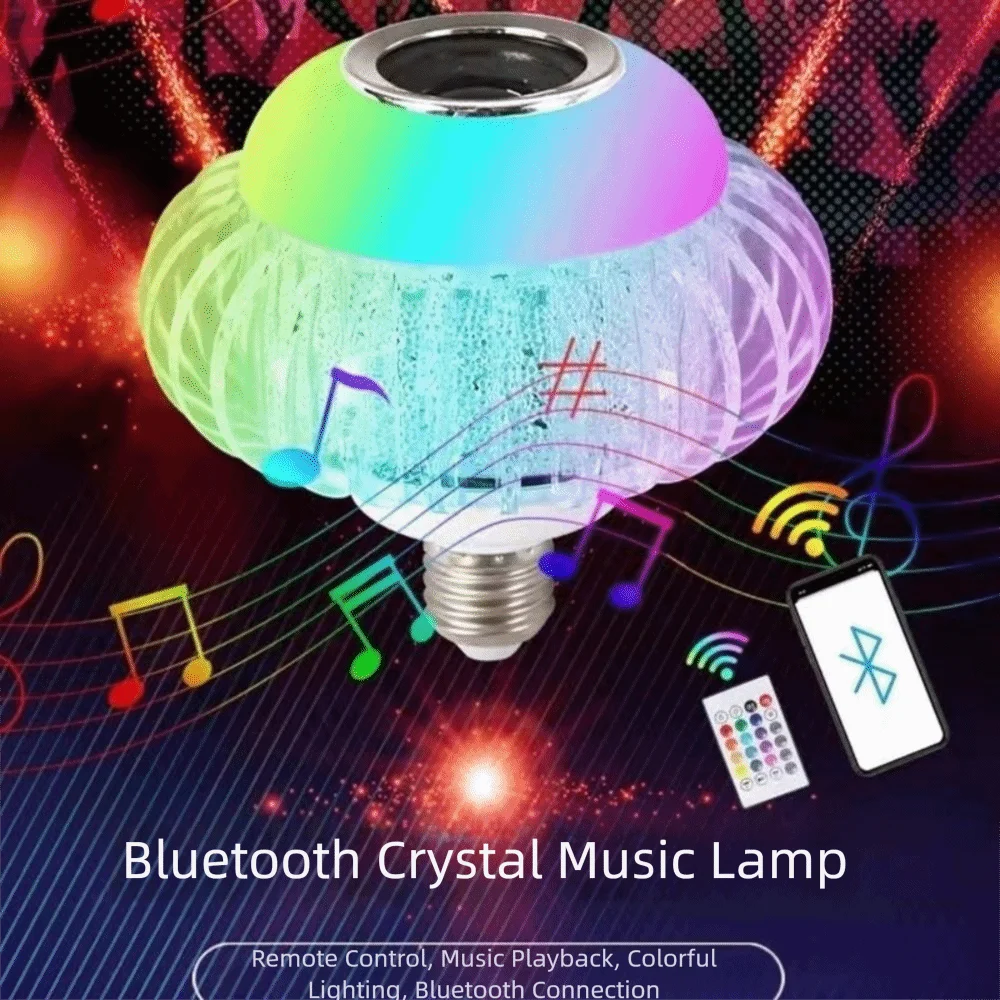

E27 Базовая музыкальная лампочка Изменение цвета Беспроводная Bluetooth Умные светодиодные лампы Пульт дистанционного управления RGB Белый свет Bluetooth Лампочка