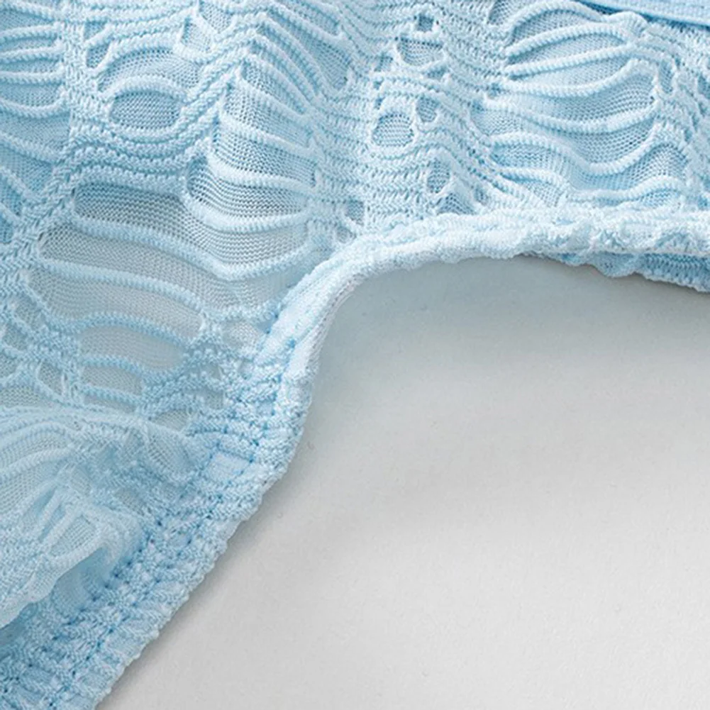 Casual T-panties Men Fashion Underwear Jacquard Mesh Lace U Convex Pouch G-string Thong For Daily Wear Briefs Tanga