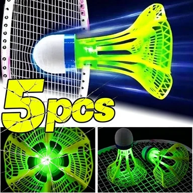 Outdoor LED Light Up Badminton Shuttlecocks for Night Playing 3 Color Glow Wind Breaking Skirt Shockproof Foam Head for Family