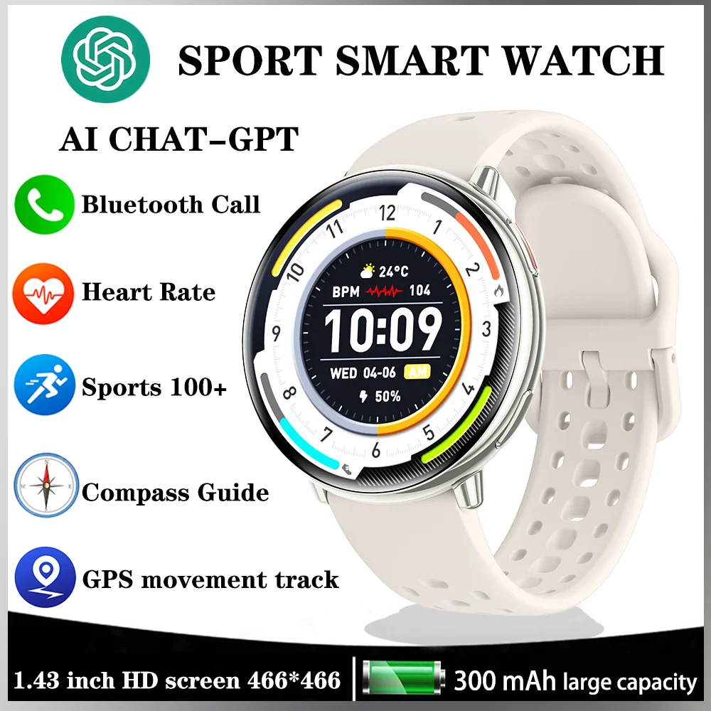 

Xiaomi Mijia Смарт-часы ChatAI-GPT Встроенный GPS-компас Часы Bluetooth Вызов Голосовой помощник Мониторинг здоровья Смарт-часы для мужчин
