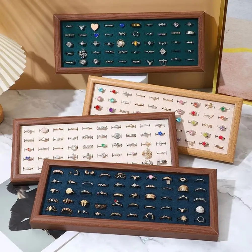 

New 50 Slot Jewelry Trays Large Capacity Velvet Rings Display Tray Display Function Velvet Display Tray Jewelry Display