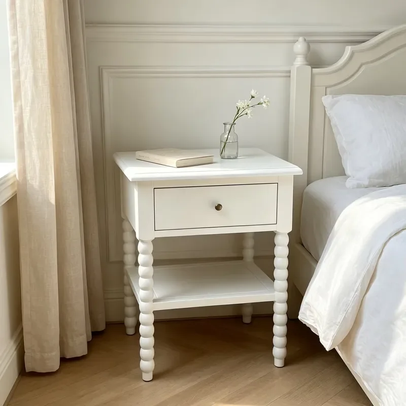 HL602-60 French Classical Design High Quality Solid Birch Wood Bedroom Furniture Wooden Nightstand Bedside Table With Drawer