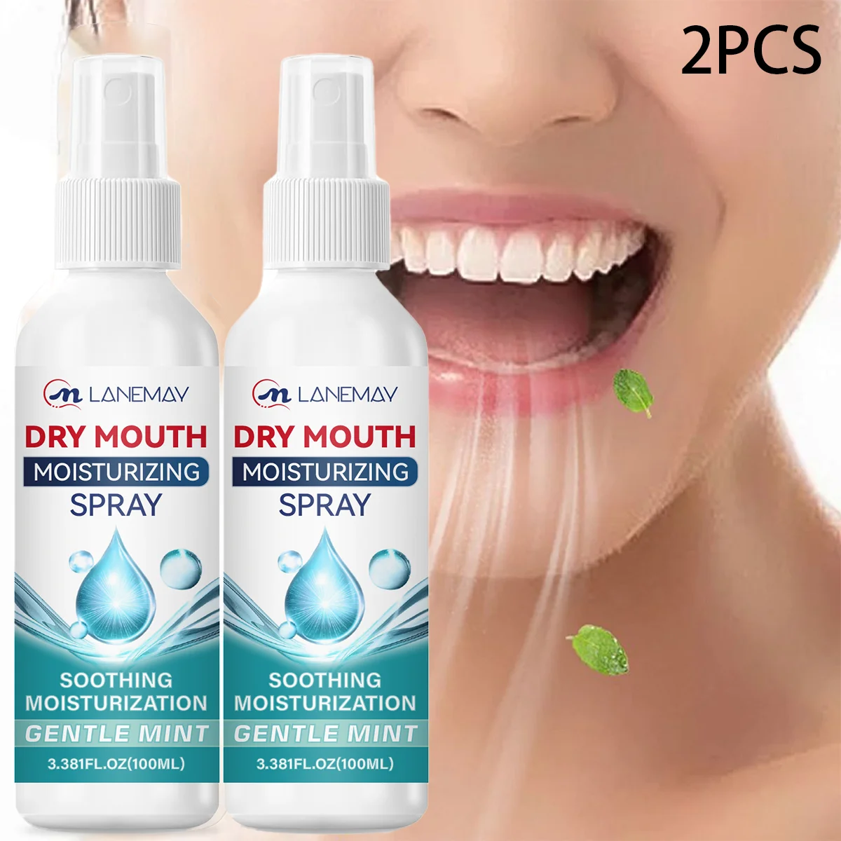 2PCS Dry Mouth Moisturizing Spray – Gentle Mint Oral Hydration for Instant Comfort & Fresh Breath.