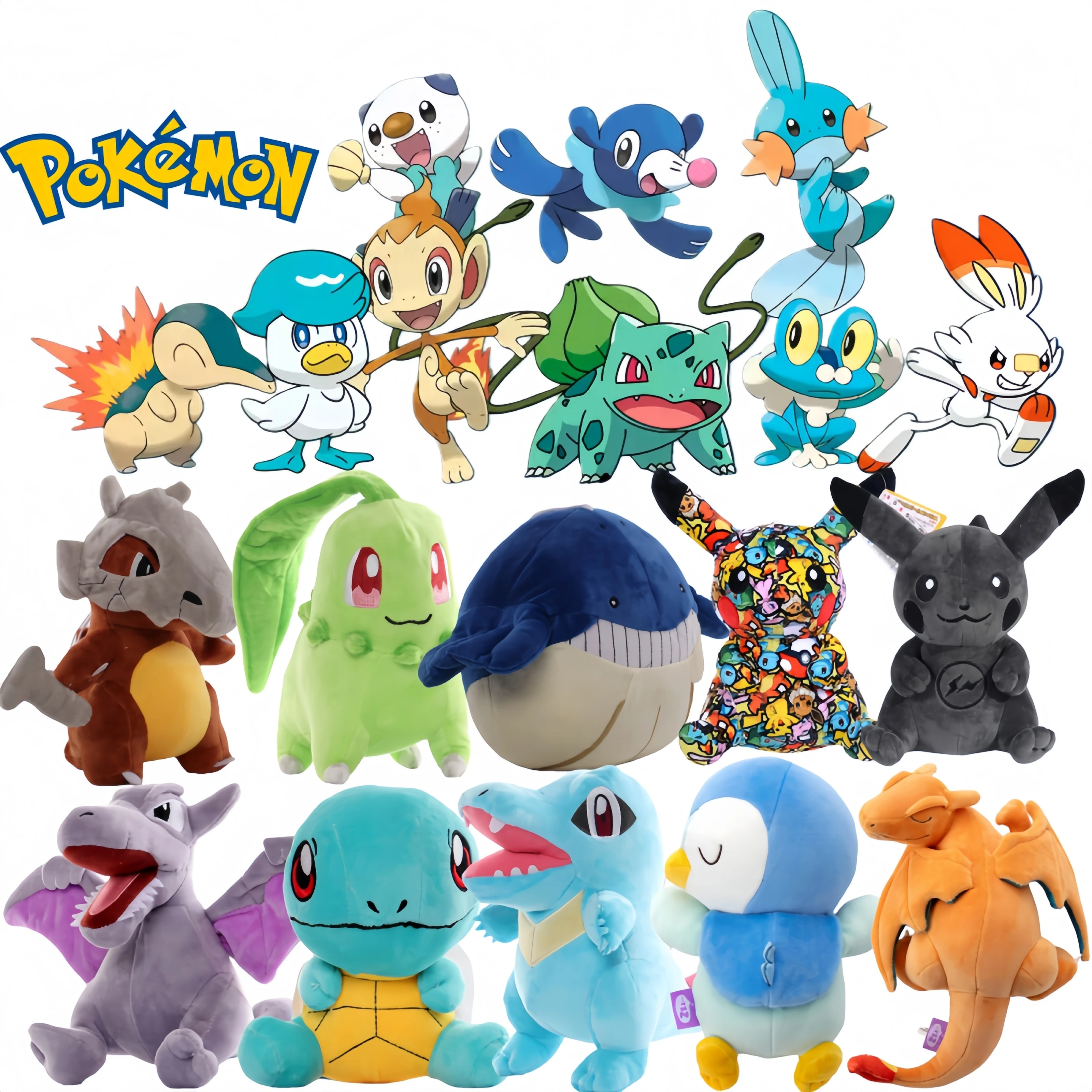 لطيف بيكاتشو Peluche السنجاب Bulbasaur Charmander البوكيمون ألعاب من القطيفة Scorbunny Cubone Charizard Piplup محشوة دمية هدية عيد الميلاد #1