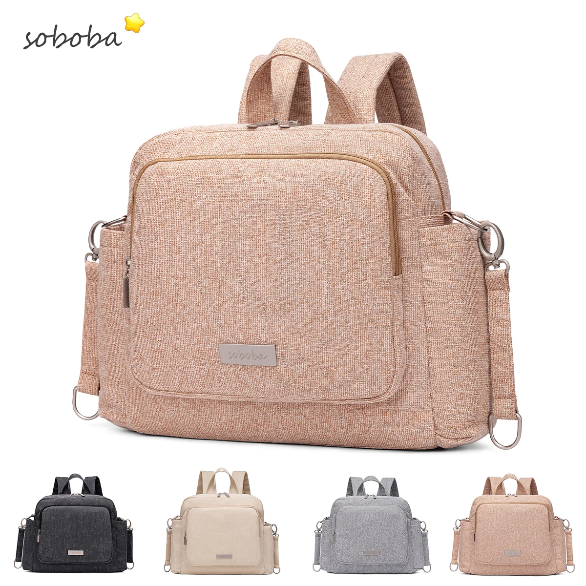 Soboba Women's Diaper Backpack Large Capacity with Stroller-Hanging Straps Portable Light Nappy Changing Bag for Babies