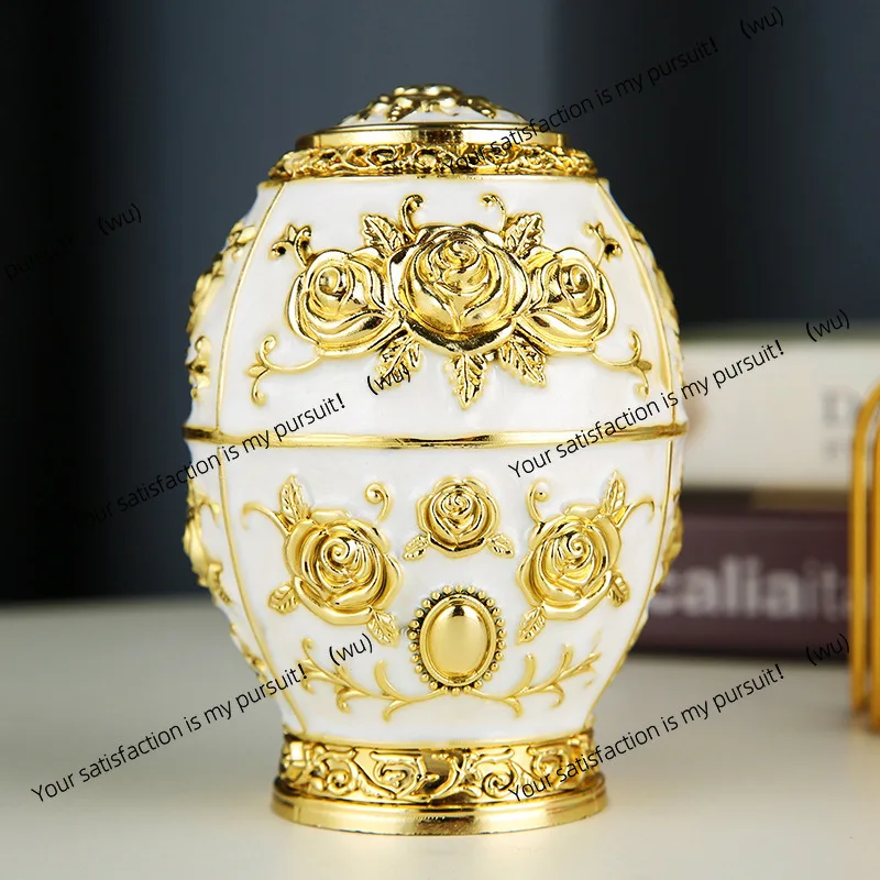 Light luxury Nordic creative home decoration color-plated toothpick box jar household goods flat bottom egg-shaped toothpick