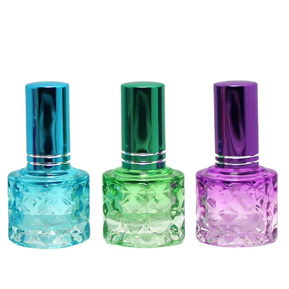 10ml Colorful Square Glass Perfume Bottle Empty Spray Bottle Portable Travel Cosmetic Sample Vial Refillable Atomizer for Travel