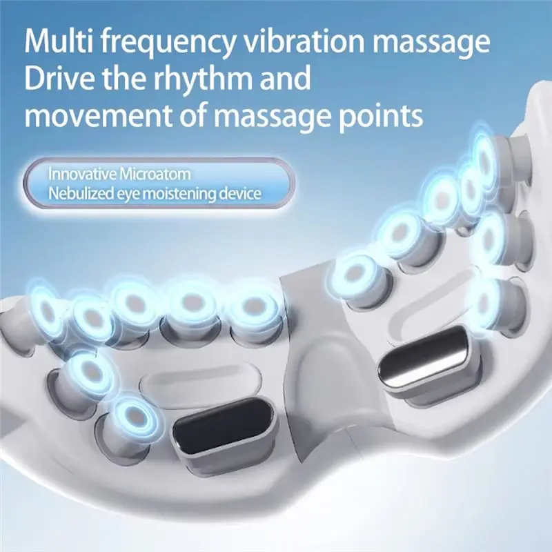 AB68 Massage Eye Mask Mist Hot Compress 16D Smart Acupoint Bluetooth Portable Foldable For Personal Bluetooth Music White