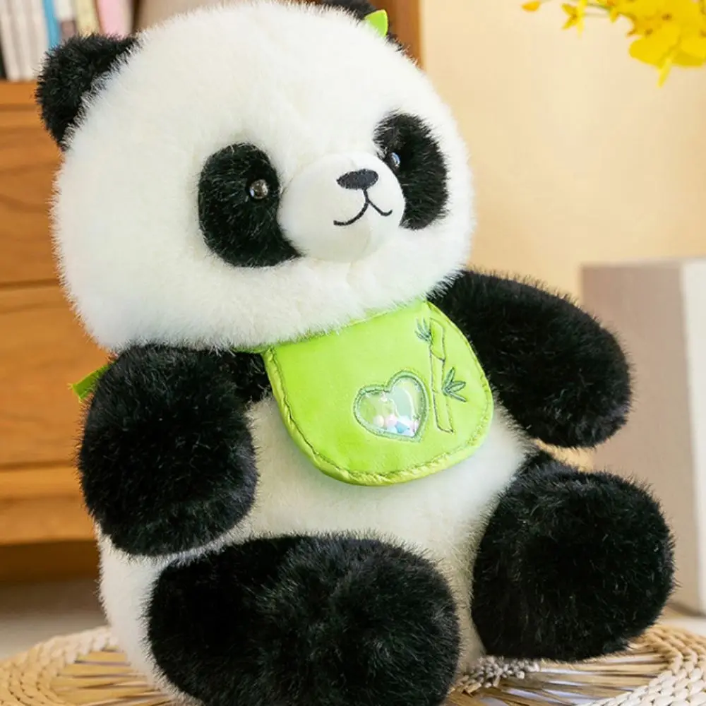 PP-Baumwoll-Bambus-Lätzchen, Panda-Plüschpuppe, 24/35 cm, mit Plüschball, Simulation, Panda-Plüschtier, flauschig, bequem