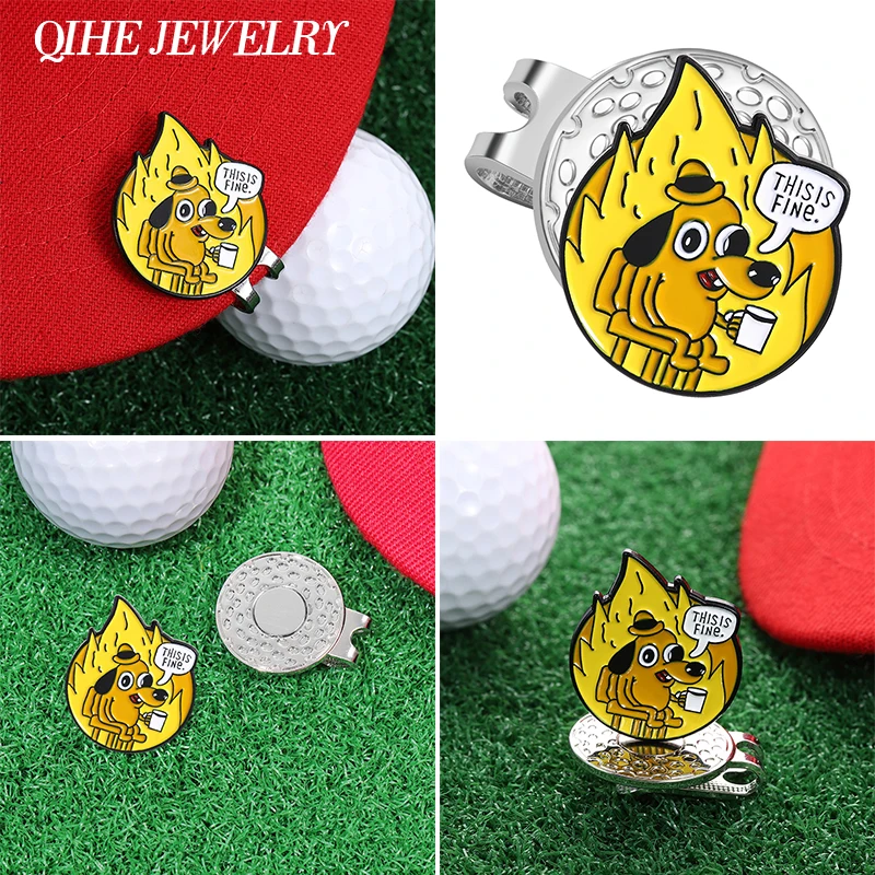 Retro Mexican Metal Stylish Golf Ball Marker Clip This Is Fine Dog Golf Hat Clip Magnetic Badges Golf Cap Accessories Golf Gift