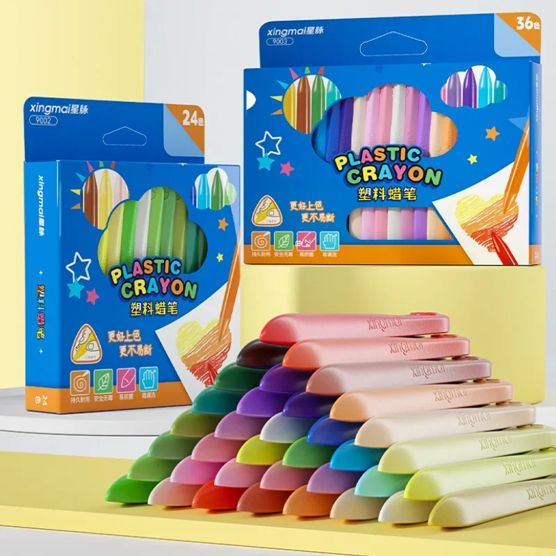 12/18/24/36 Colors Non-dirty Hand Plastic Crayons Washable and Erasable Color Crayons Children’s Painting School Office Supplies