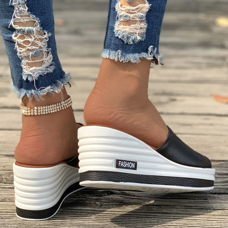 Wedge Slippers Women Summer Casual Heeled Sandals Ladies Comfort Platform Open Toe Beach Slipper Slides Footwear Chanclas Mujer