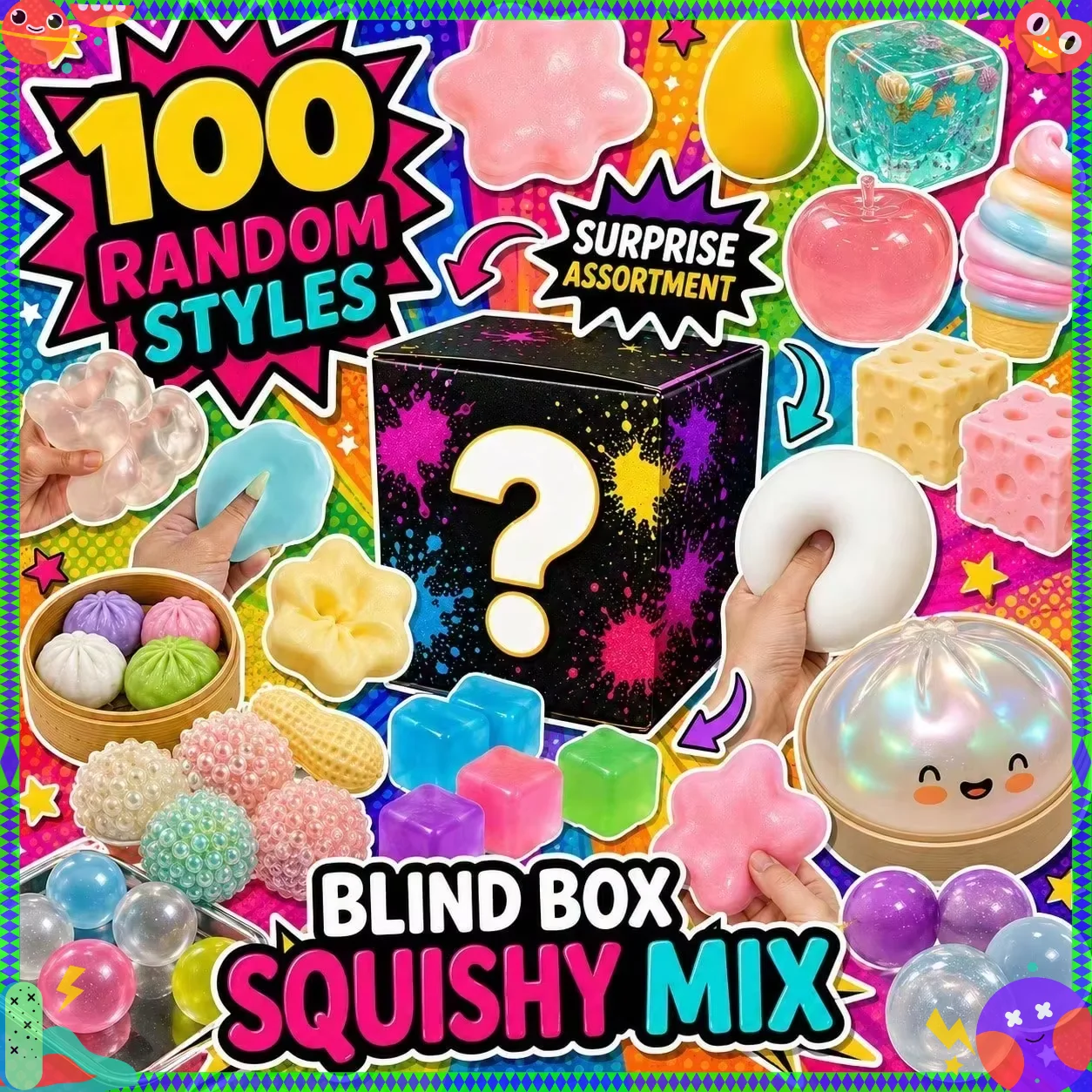 1000+Pieces/Kinds Assorted Slow Rising Soft Fidget Squeeze Stress Relief Toy Random 1pcsSquishy Figures Blind Box Surprise Toys