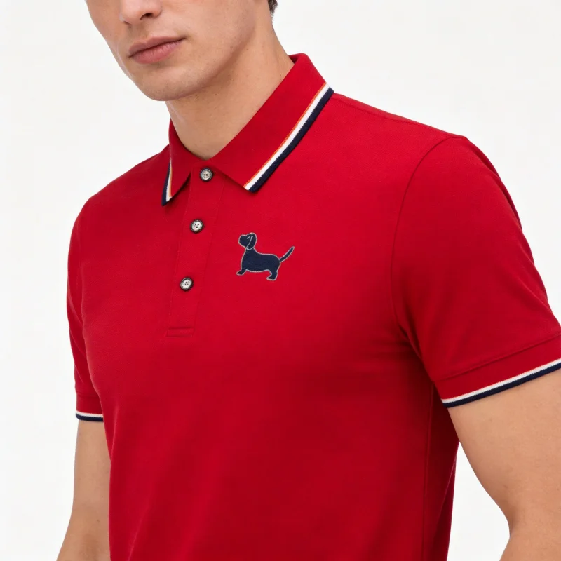 

Летняя мужская рубашка-поло: деловой повседневный стиль, с отложным воротником, короткий рукав, модная, с этикеткой, универсальная, с полурукавом, мужская футболка