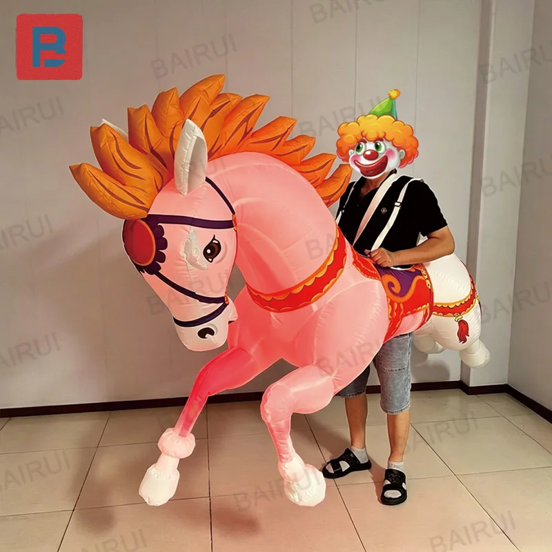 Inflatable horse, with blower, cartoon character costume, outdoor parade decoration, with lights