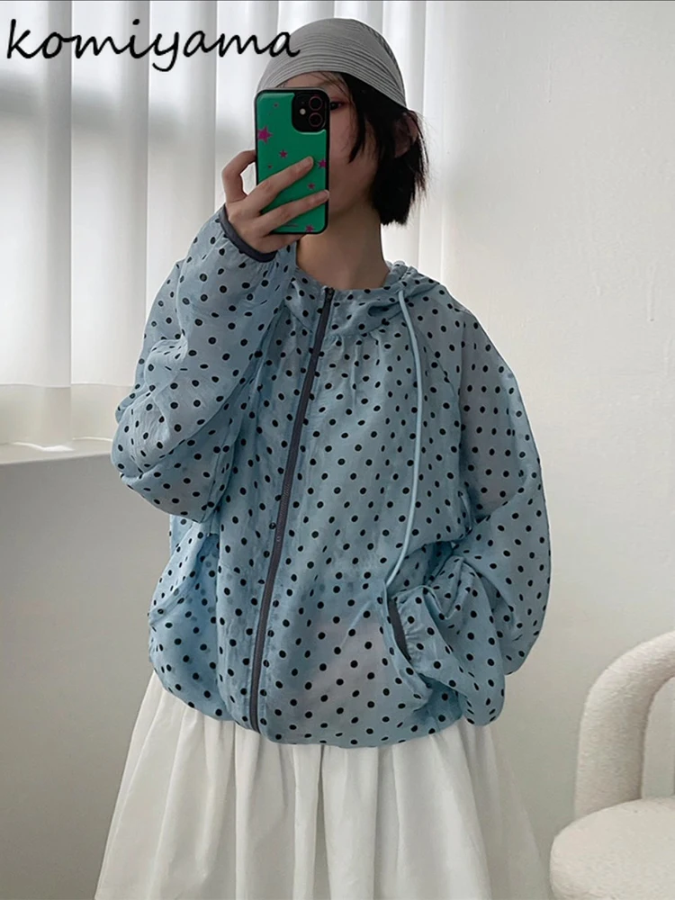 

Hit Color Dot 2025 Casaco Hooded Long Sleeve Chaquetas De Mujer Cute Sweet Jacket Long Sleeve Jaqueta Feminina Woman Jackets