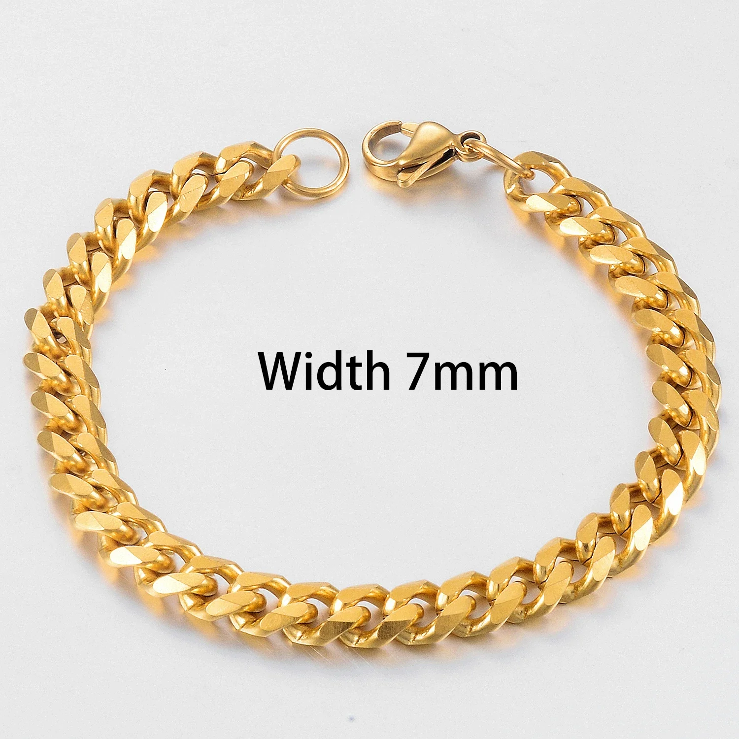 

New Stainless Steel Gold Color Cuban Bracelet Men And Women Fashion Hip Hop Punk Jewelry Brithday Gift