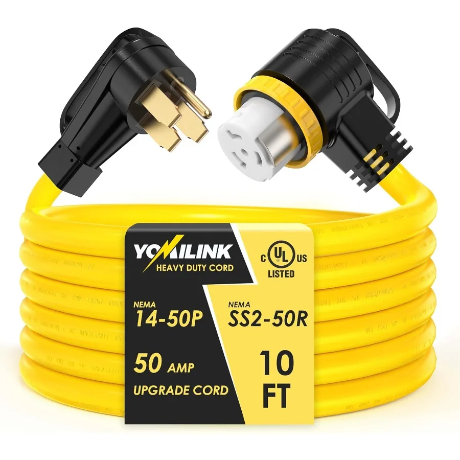 10 Feet 50 Amp RV Generator Cord UL Listed with Locking Connector for HeavyDuty Outdoor Use NEMA 1450P to SS250R Twist Lock Des
