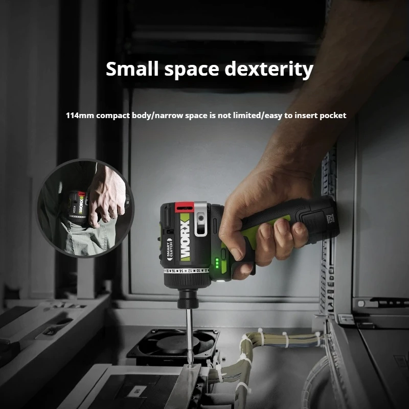 WORX WU139 Brushless Screwdriver Lightweight Cordless Dril 50N.m 1/4inch ElectricDrill 12V Battery Mini Drill for Tight Spaces
