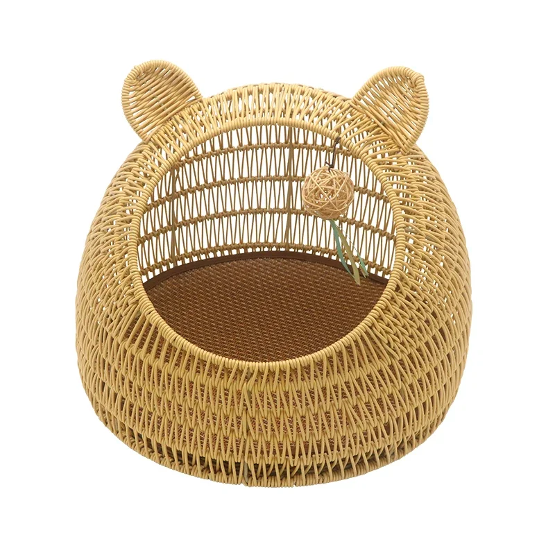 Rattan cat nest universal in all seasons, removable and washable cat head in summer