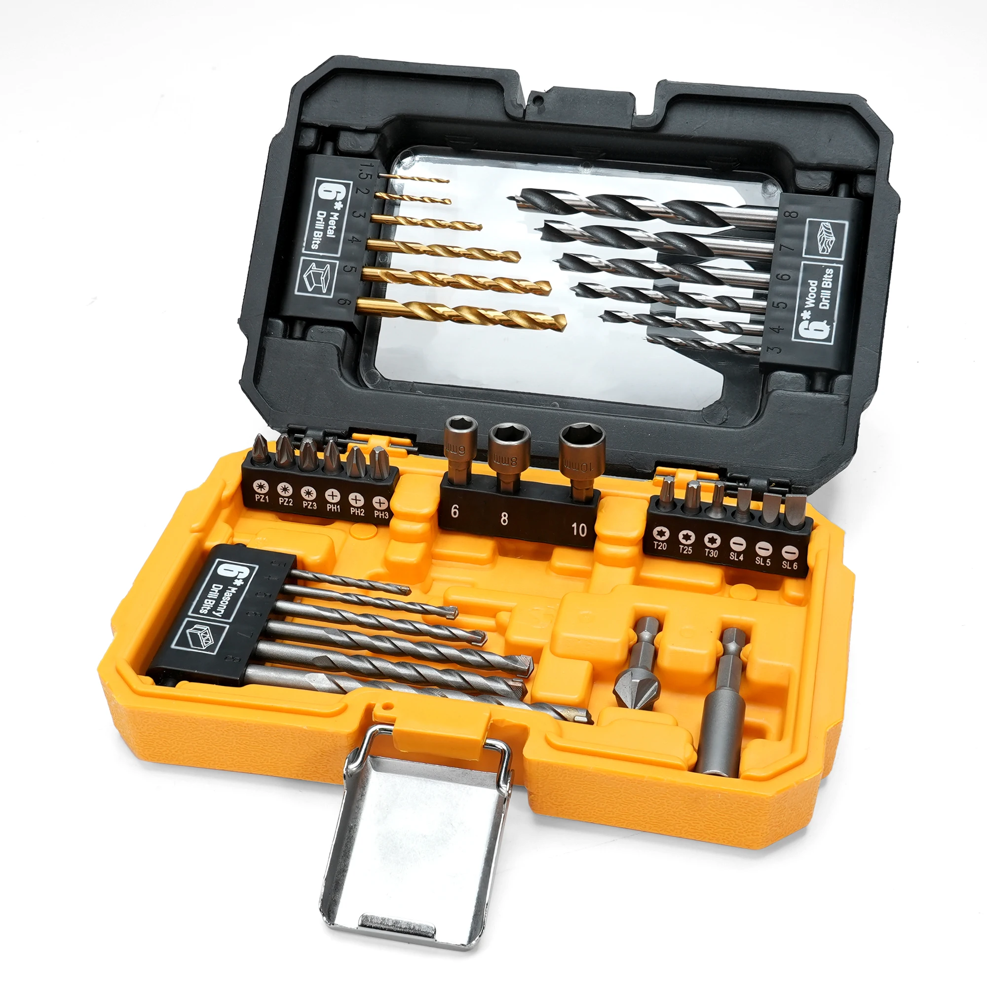 TOLESA 35PCS Drill Bit Set with Nut Driver Screwdriver Bit Countersink Bit, Drill Bit Kit for Metal Wood, Christmas Gift for Dad
