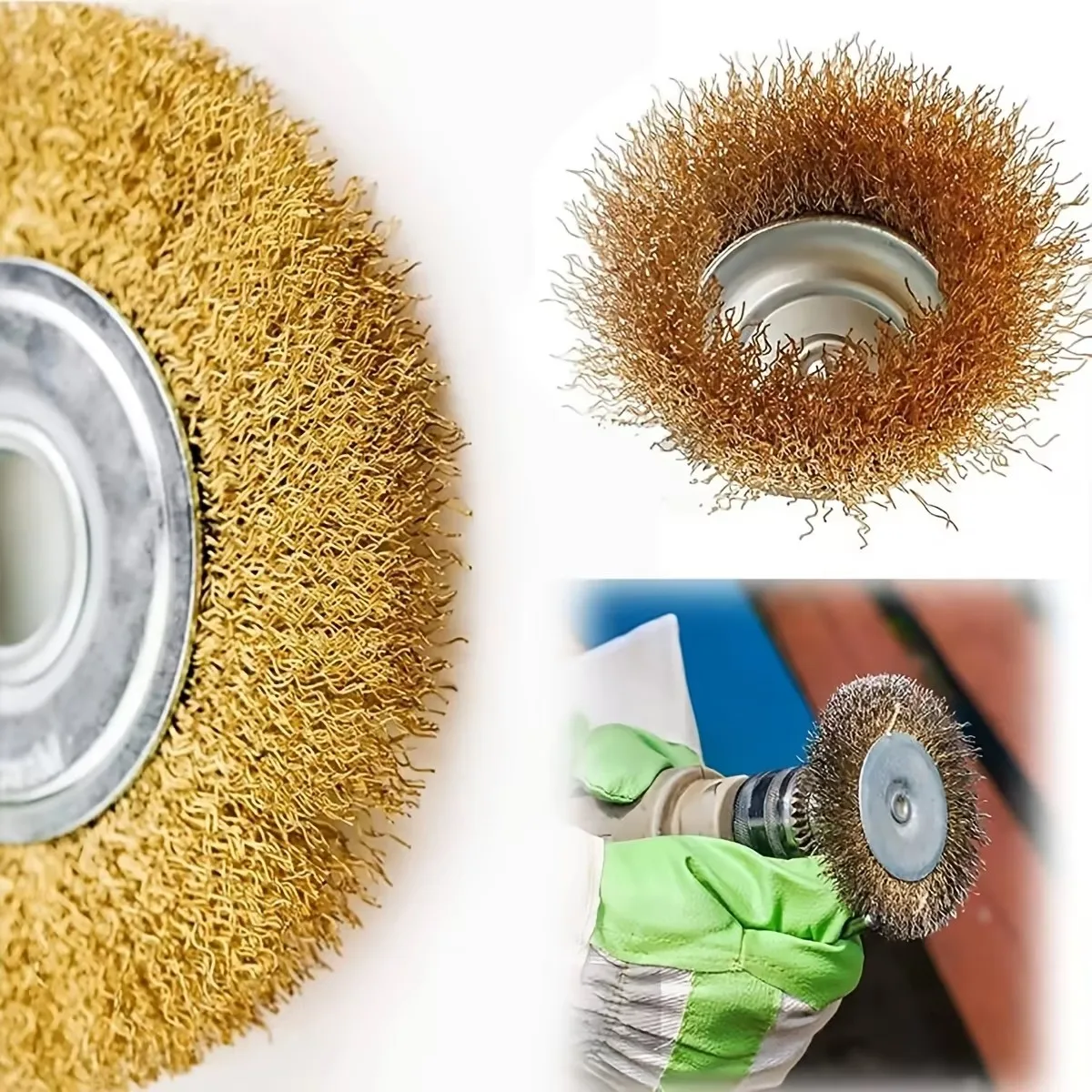 Stahldrahtbürsten-Set, 10-teilig, Grobe Wellenbürsten mit 1/4 Zoll Schaft für Bohrmaschinen – Detail 7