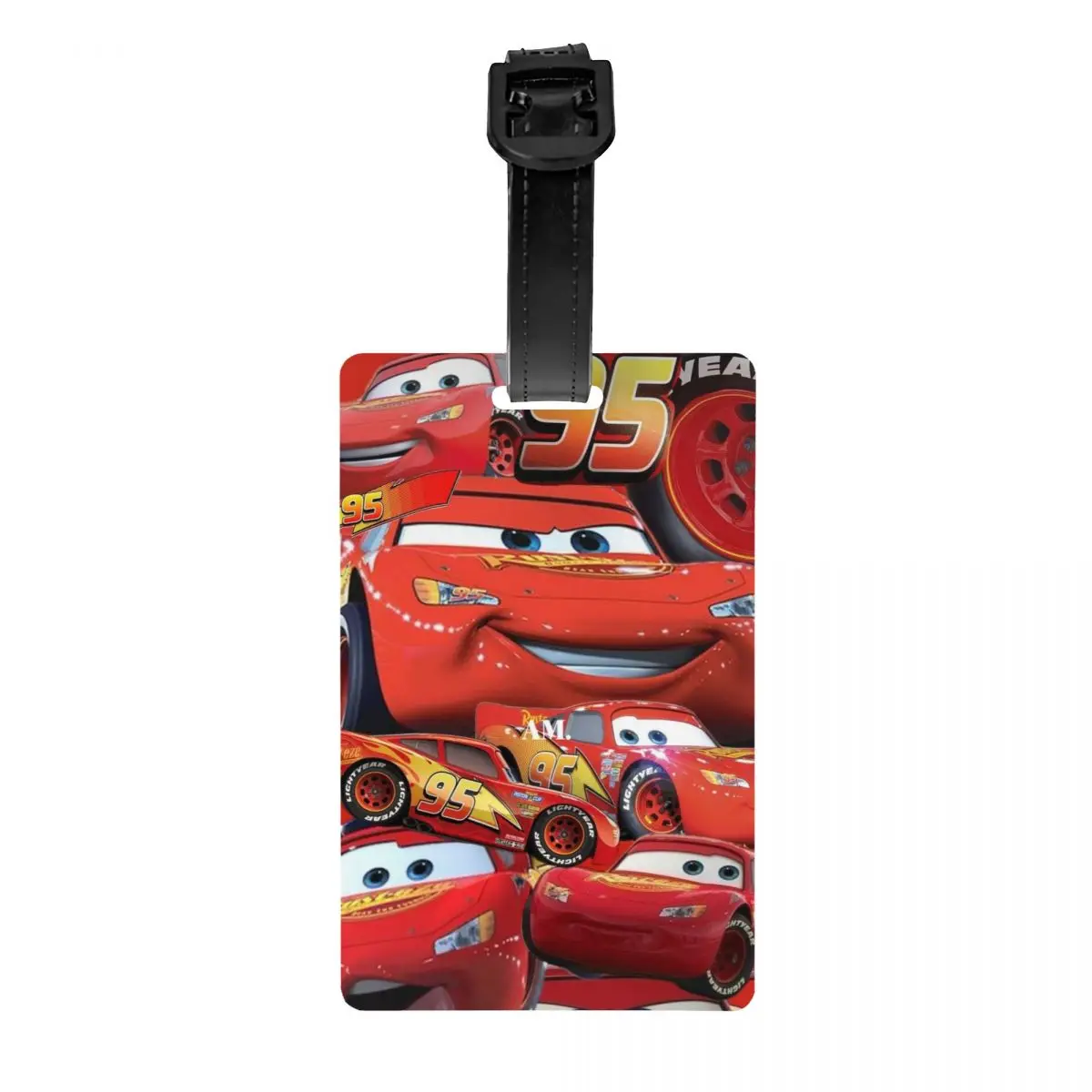 

Custom Lightning McQueen Luggage Tags for Travel Suitcase Cars Pattern Privacy Cover Name ID Card