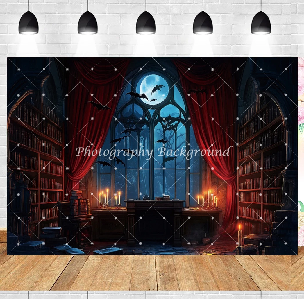 Gothic Vampire Medieval Castle Backdrop Halloween Night Lightning Party Decor Baby Portrait Photography Background Photo Props