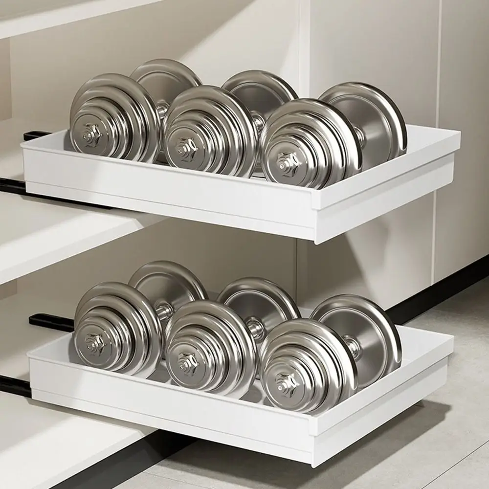 

Pull-out Kitchen Storage Rack Anti-slip Large Capacity Spice Box Storage Rack Plastic with Slide Rails Cabinets Organizer