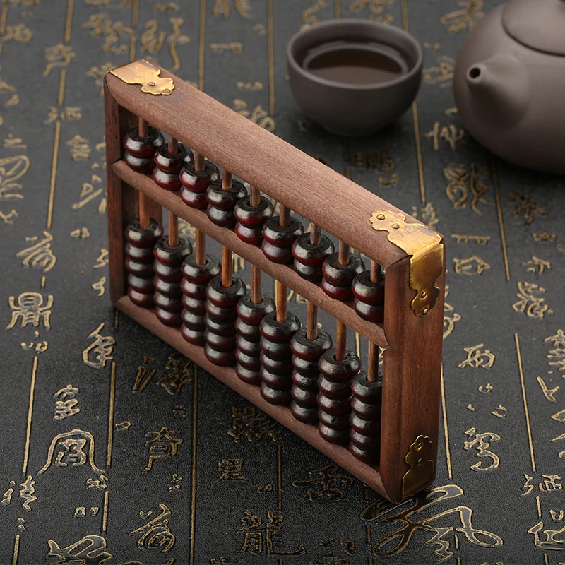 Antique solid wood trumpet nine-speed abacus, Craftsmanship abacus logs made of old decoration ornaments