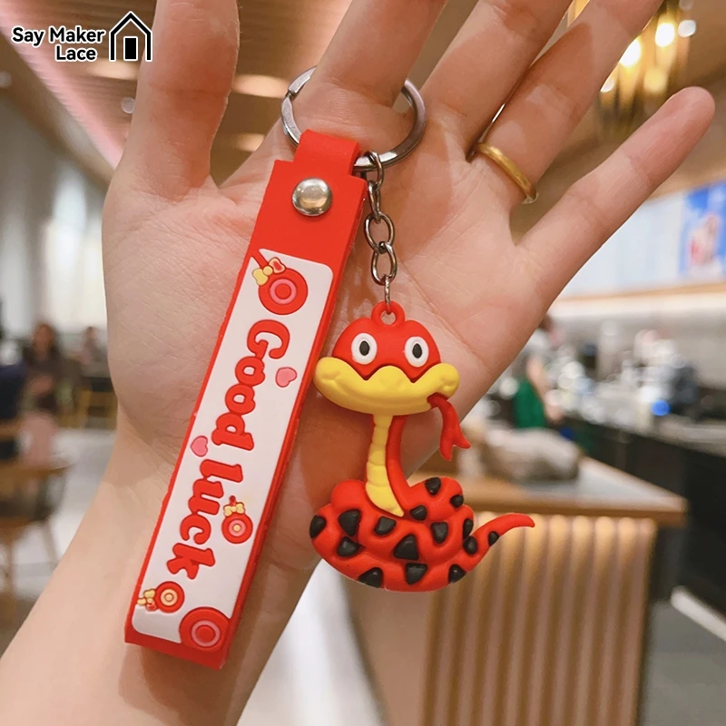 Creative Snake Pendant Keychain Cute Cartoon Zodiac Snake Year Lucky Pendant Backpack Hanging Decoration Accessories Gifts