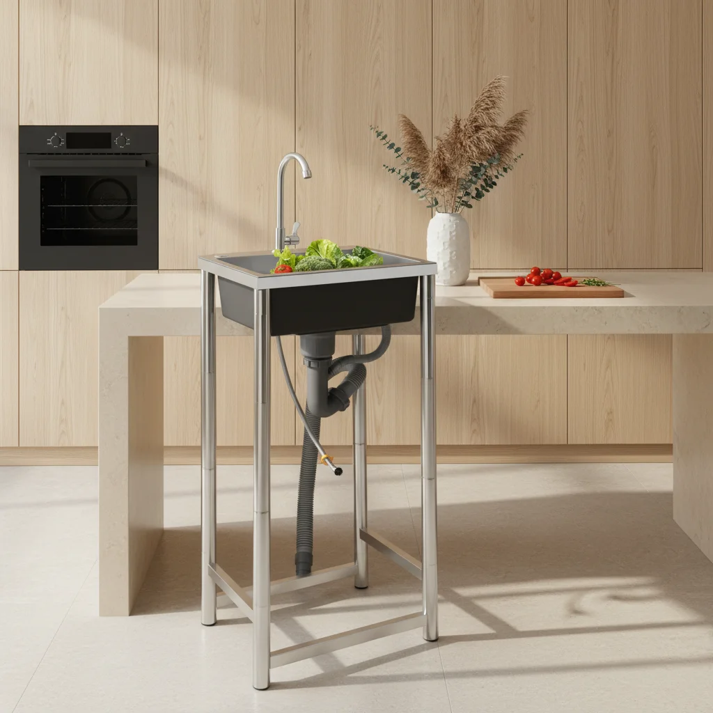 

Stainless Steel Utility Sink 45x40cm with Faucet, Single Bowl Commercial Sink for Laundry Basement Garage Kitchen