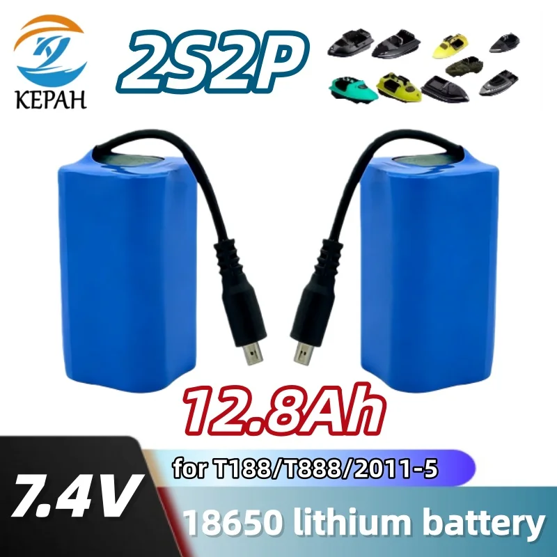 

Аккумулятор LiPo 7.4V 12800mAh, долговечный, 2S, замена для радиоуправляемых лодок для прикормки и эхолотов