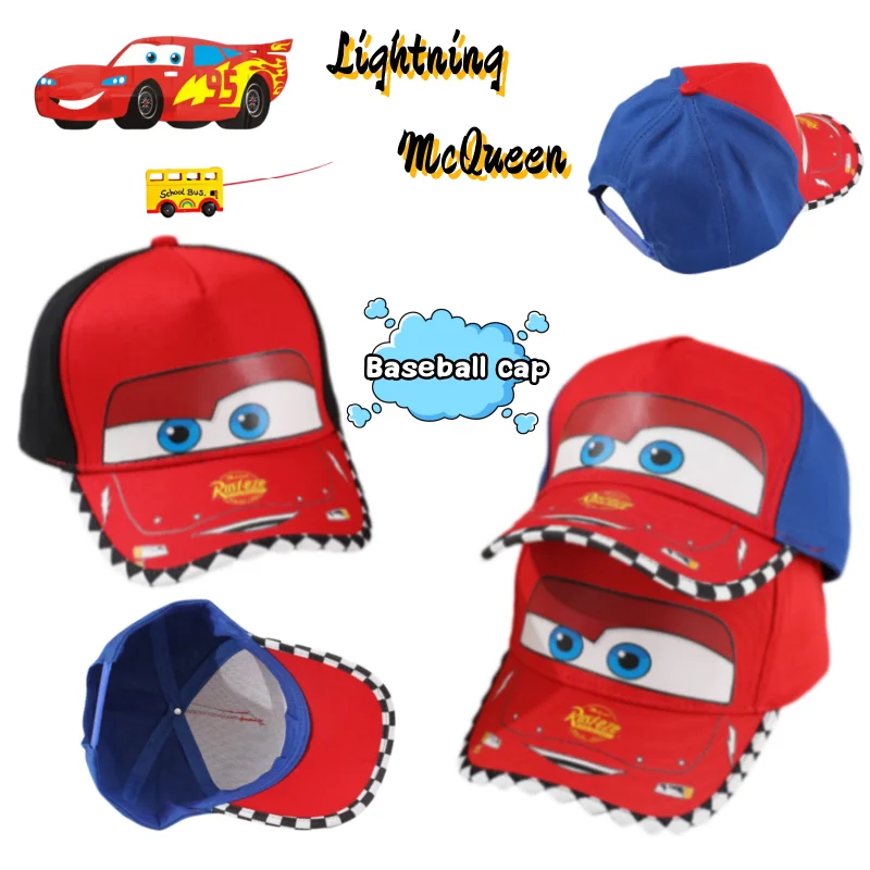 

Lightning McQueen cute peaked hat for kids Personalized print sunscreen hat handsome street corner baseball cap for boys gift